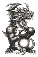 A fierce dragon intertwining with a pair of boxing gloves, symbolizing strength and determination in kickboxing tattoo design idea