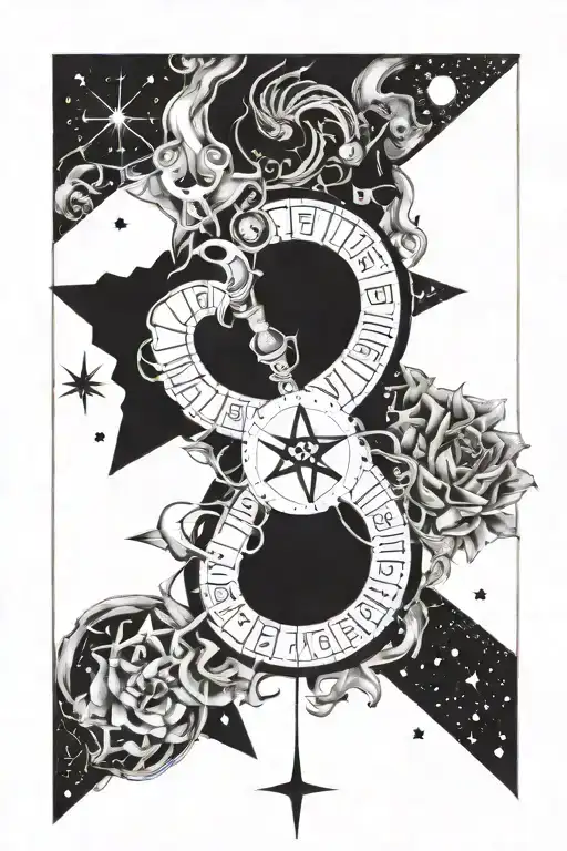 combination of capricorn, saggitarius and libra star signs tattoo design idea