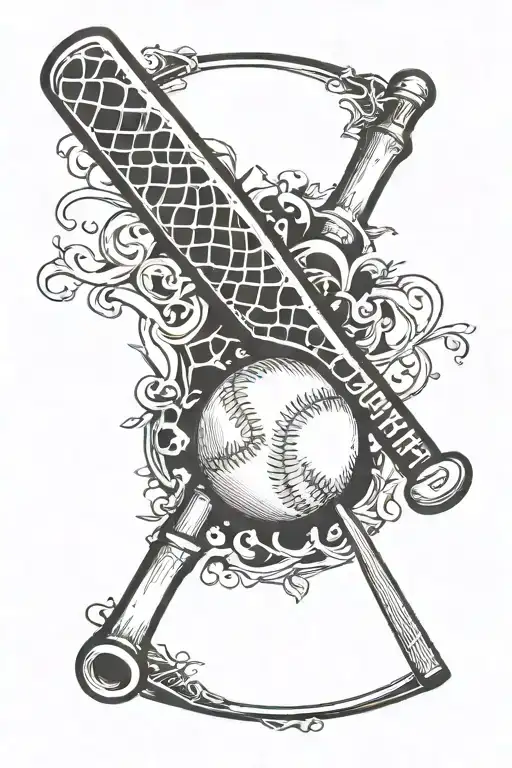 baseball bat and baseball diamond tattoo design idea
