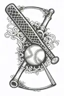 baseball bat and baseball diamond tattoo design idea