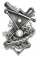 baseball diamond with golf club tattoo design idea