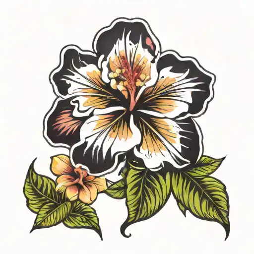 hibiscus and plumeria hawaiian tattoo design idea