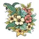 hibiscus with plumeria and sea turtles  tattoo design idea