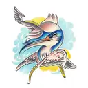new school American traditional bird tattoo design idea