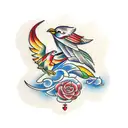 new school American traditional bird tattoo design idea
