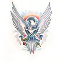 new school American traditional bird tattoo design idea