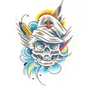 new school American traditional bird tattoo design idea