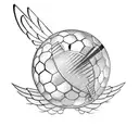A cricket ball with wings symbolizing travel and freedom tattoo design idea