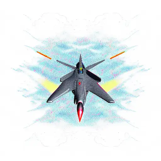 fighter jet with smoke streaks tattoo design idea