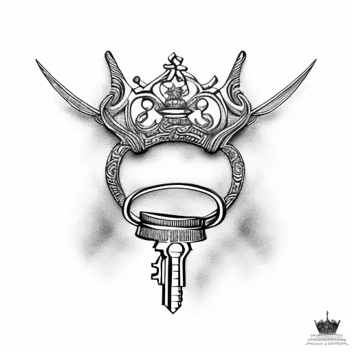 tiara and lock and key tattoo design idea