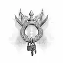 tiara and lock and key tattoo design idea