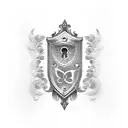 tiara and lock and key tattoo design idea