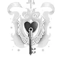 tiara and lock and key tattoo design idea