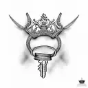 tiara and lock and key tattoo design idea
