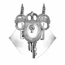 tiara and lock and key tattoo design idea