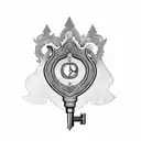 tiara and lock and key tattoo design idea