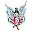 Female Angel carrying man tattoo design idea