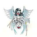 Female Angel carrying man tattoo design idea