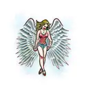 Female Angel carrying man tattoo design idea