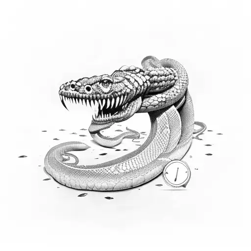 A human demon eating a giant snake tattoo design idea