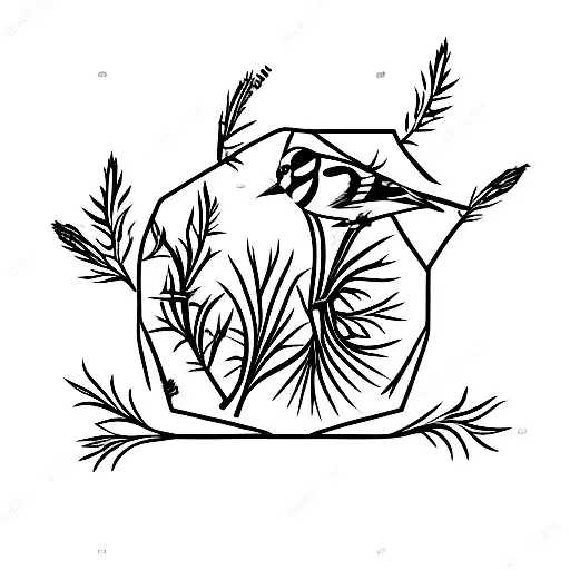 goldfinches in a field of thistles tattoo design idea