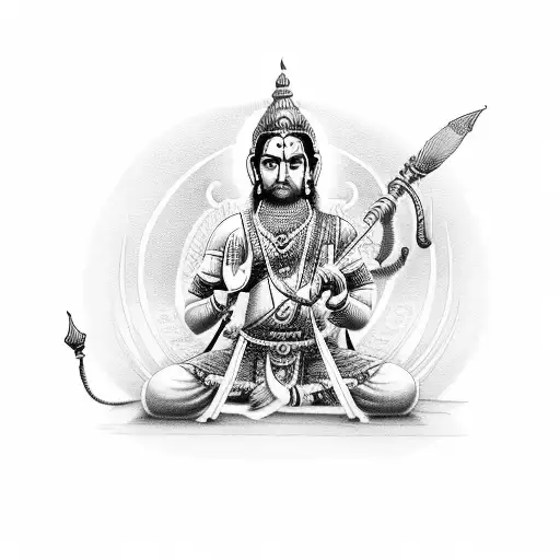 circular mix of lord Ram  tattoo design idea