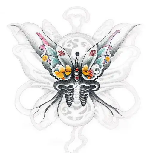 scary looking creepy, evil , demon type butterfly  tattoo design idea