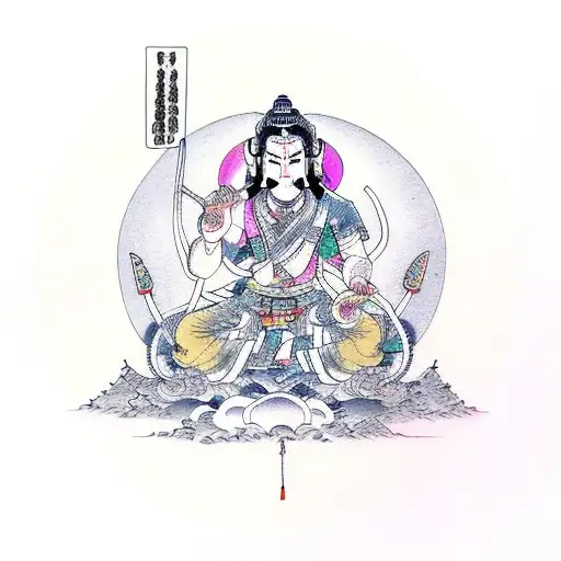 circular mix of lord Ram  tattoo design idea