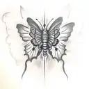 scary looking creepy, evil , demon type butterfly  tattoo design idea