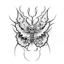 scary looking creepy, evil , demon type butterfly  tattoo design idea