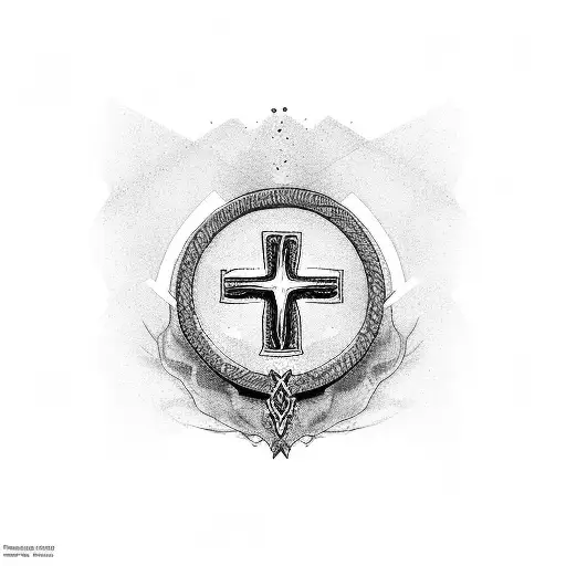 three bands, two thin bands with thick dark band in the middle. Put cross in the thick middle band tattoo design idea