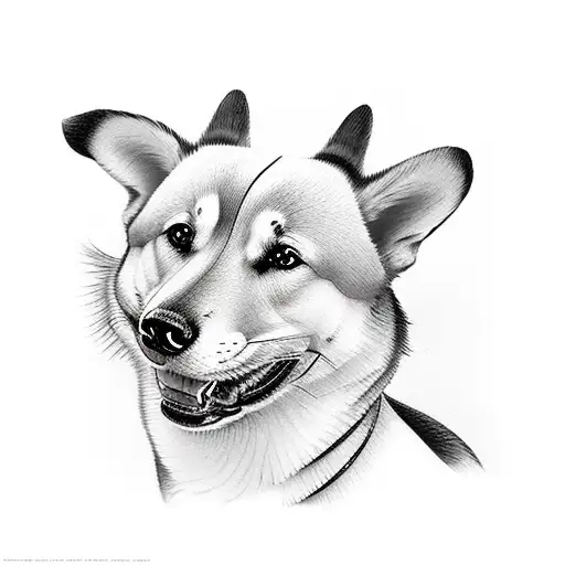 samurai corgi tattoo design idea