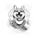 samurai corgi tattoo design idea