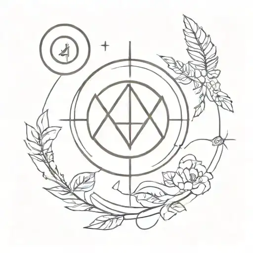 A free-spirited business administration symbol in a minimalist style tattoo design idea