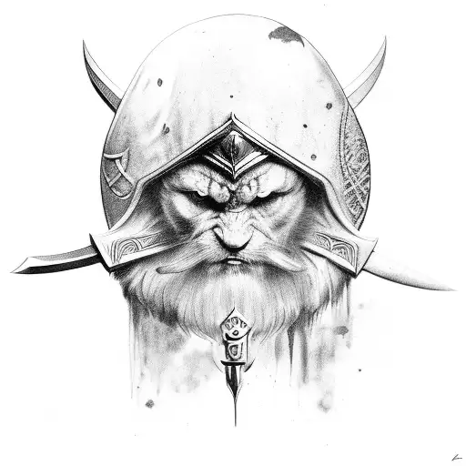 Odin with hood over his head coving his one eye  tattoo design idea