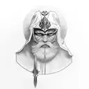 small Odin with hood over his head coving his one eye  tattoo design idea