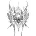 Create a striking BDSM-inspired tattoo design situated in the bikini area below the navel. The tattoo should feature int tattoo design idea