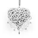 intertwined chains with two heart-shaped pendants hanging from them, symbolizing ownership tattoo design idea