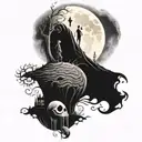 nightmare before Christmas Moon and game if thrones  tattoo design idea