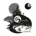 nightmare before Christmas Moon and game if thrones  tattoo design idea