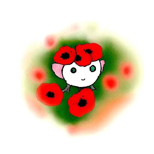 forest spirit with poppy flower background tattoo design idea