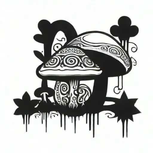 lsd acid trip magic mushroom tattoo design idea