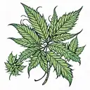 sativa type cannabis leaf tattoo design idea