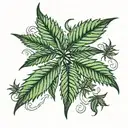 sativa type cannabis leaf tattoo design idea
