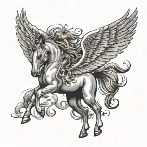 pegasus horse with wings tattoo design idea