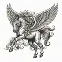 pegasus horse with wings tattoo design idea