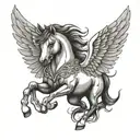 pegasus horse with wings tattoo design idea