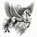 pegasus horse with wings tattoo design idea