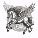 pegasus horse with wings tattoo design idea