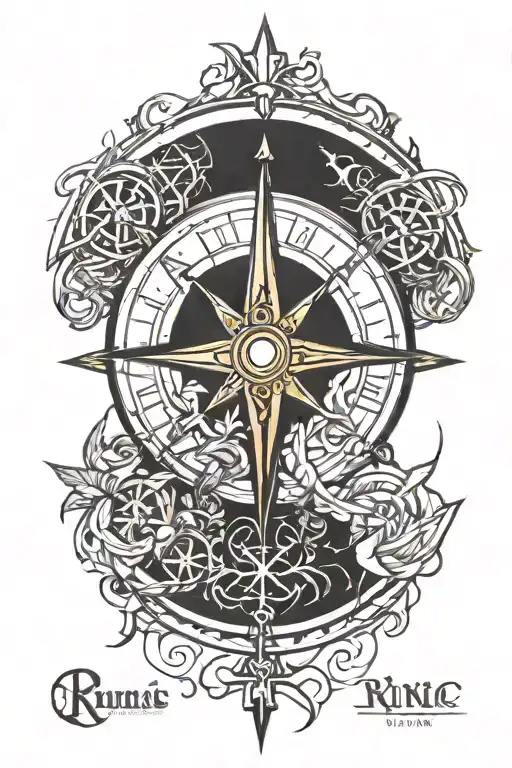 runic compass tattoo design idea